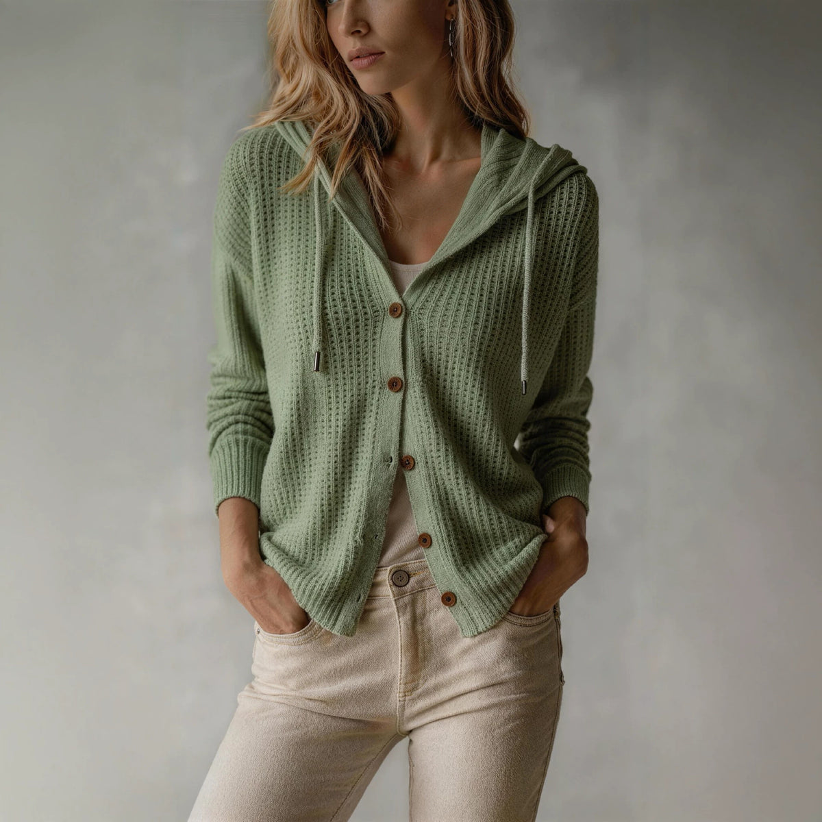 Marianne Fitzgerald | Hooded Waffle-Knit Cardigan For Women