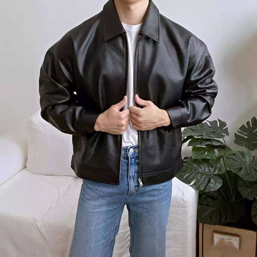 Charles Attwood | Leather Jacket with Silver Zip Detail