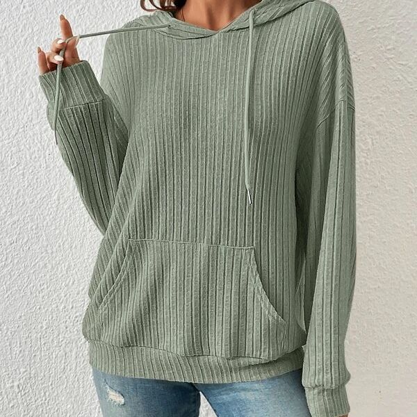 Georgina Pike | Sage Green Ribbed Knit Hoodie For Women