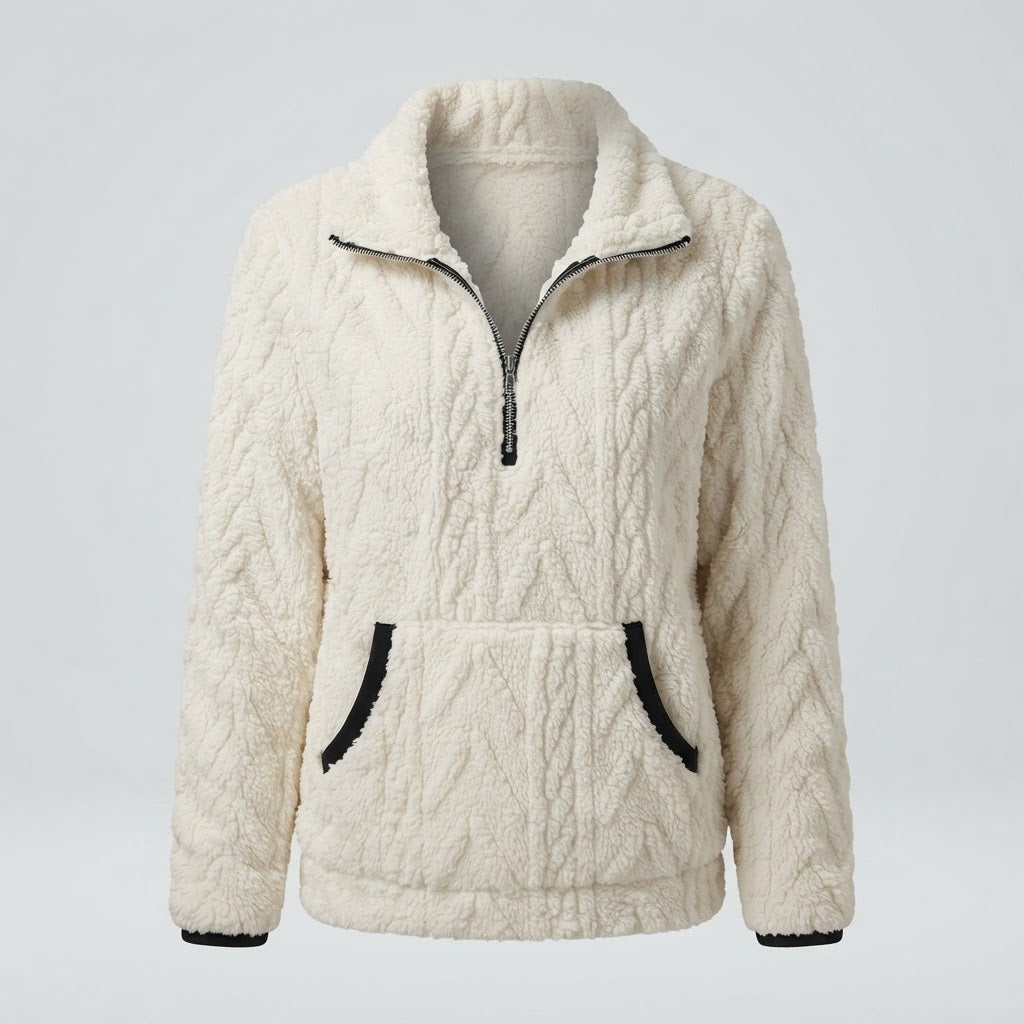 Cecily Morris | Fluffy Quarter-Zip Sherpa Sweater