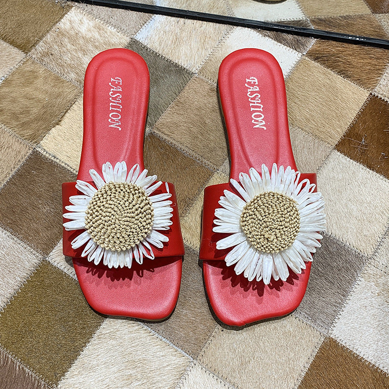 Marina Fletcher | Cream Flat Slide Sandals For Women