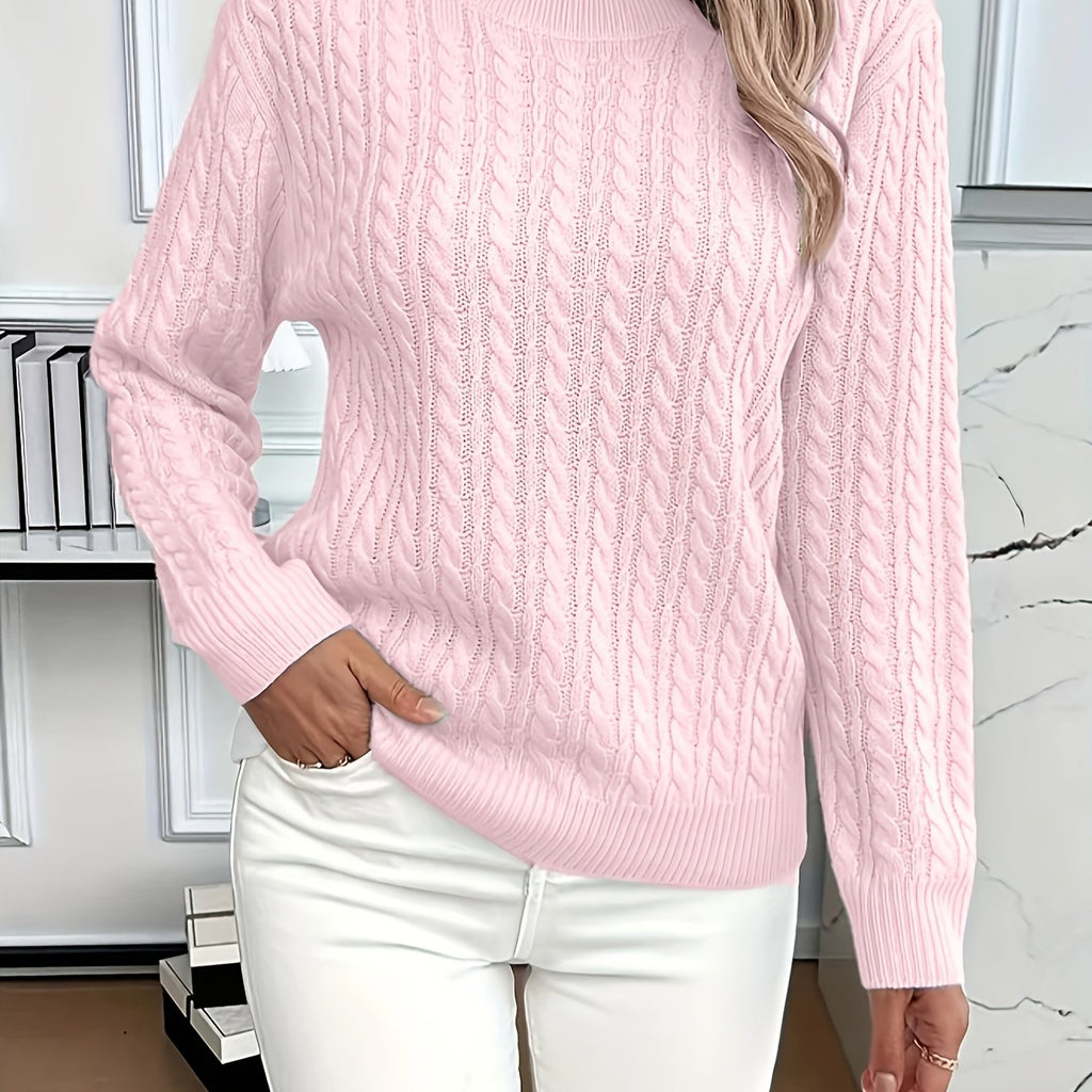Millicent Hall | Cable-Knit Round Neck Sweater