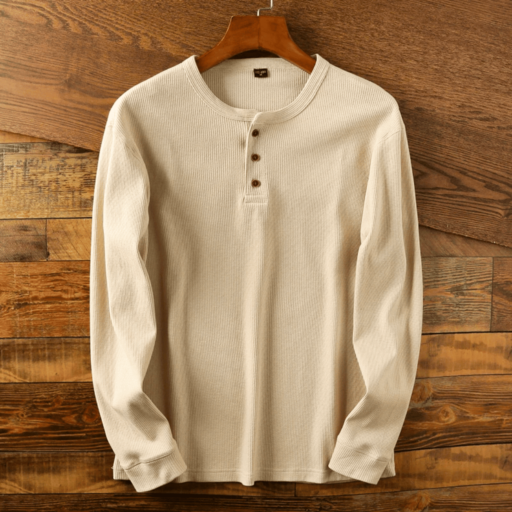 Ellis Turner | Ribbed Henley Neck Long Sleeve Shirt