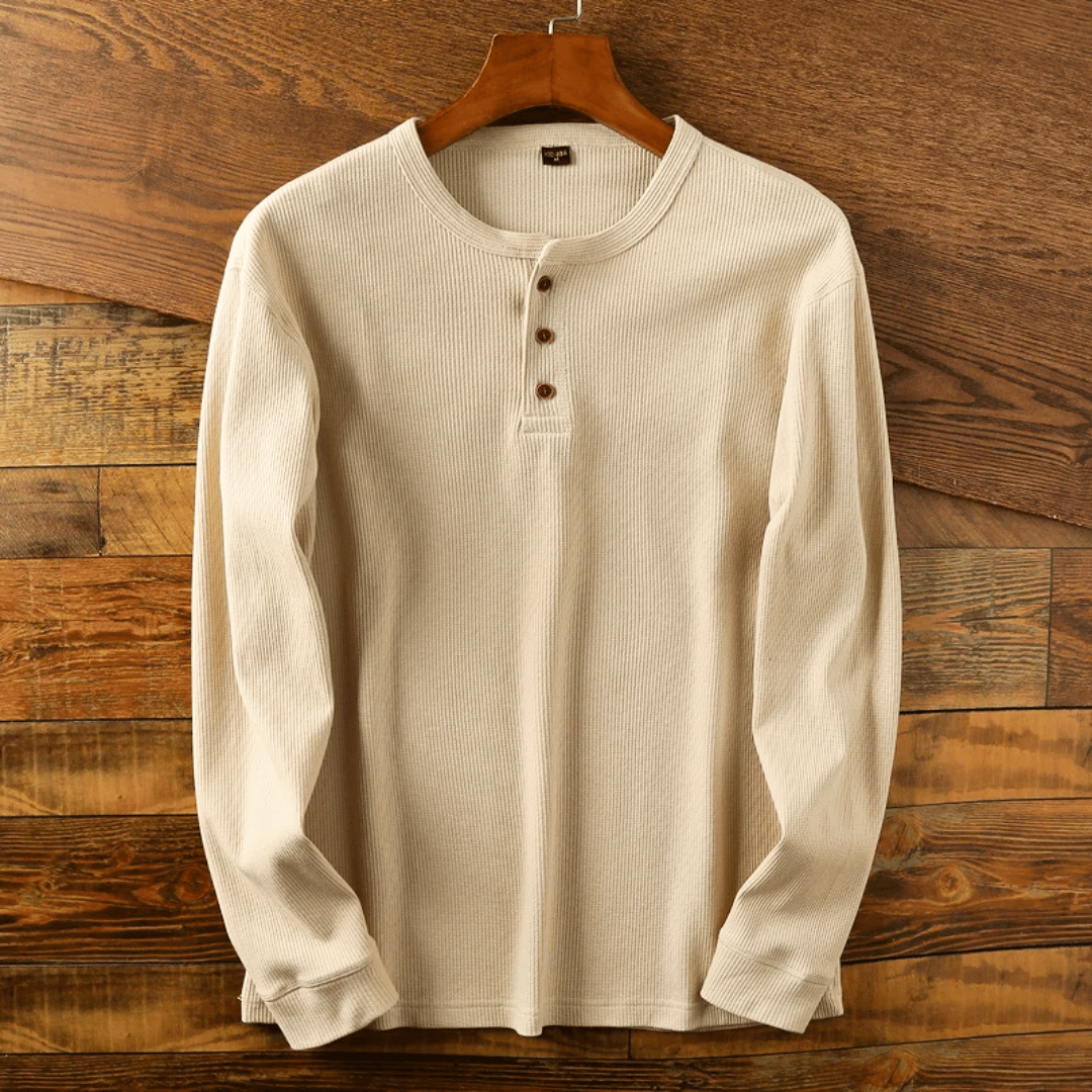 Ellis Turner | Ribbed Henley Neck Long Sleeve Shirt
