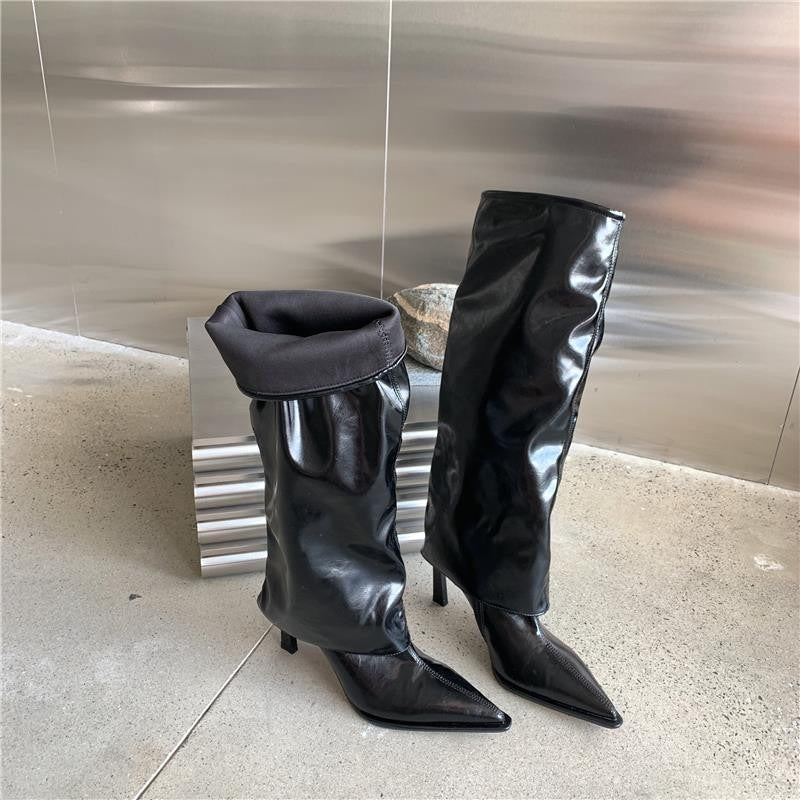 Phoebe Ainsley | Patent Leather Knee-High Stiletto Boots