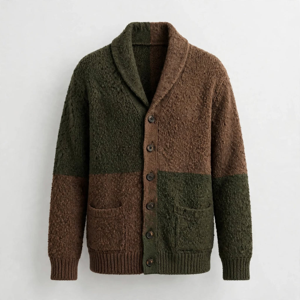 Charles Wetherby | Colour-Block Shawl Collar Knitted Cardigan