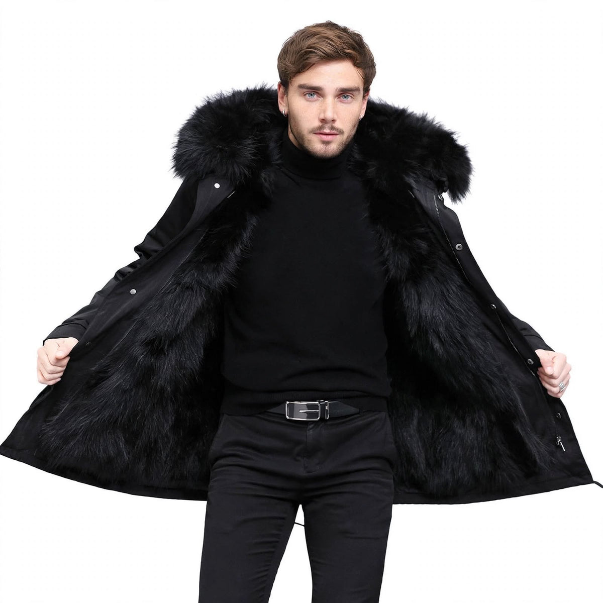 Duncan Holloway | Faux Fur Hooded Mens Coat