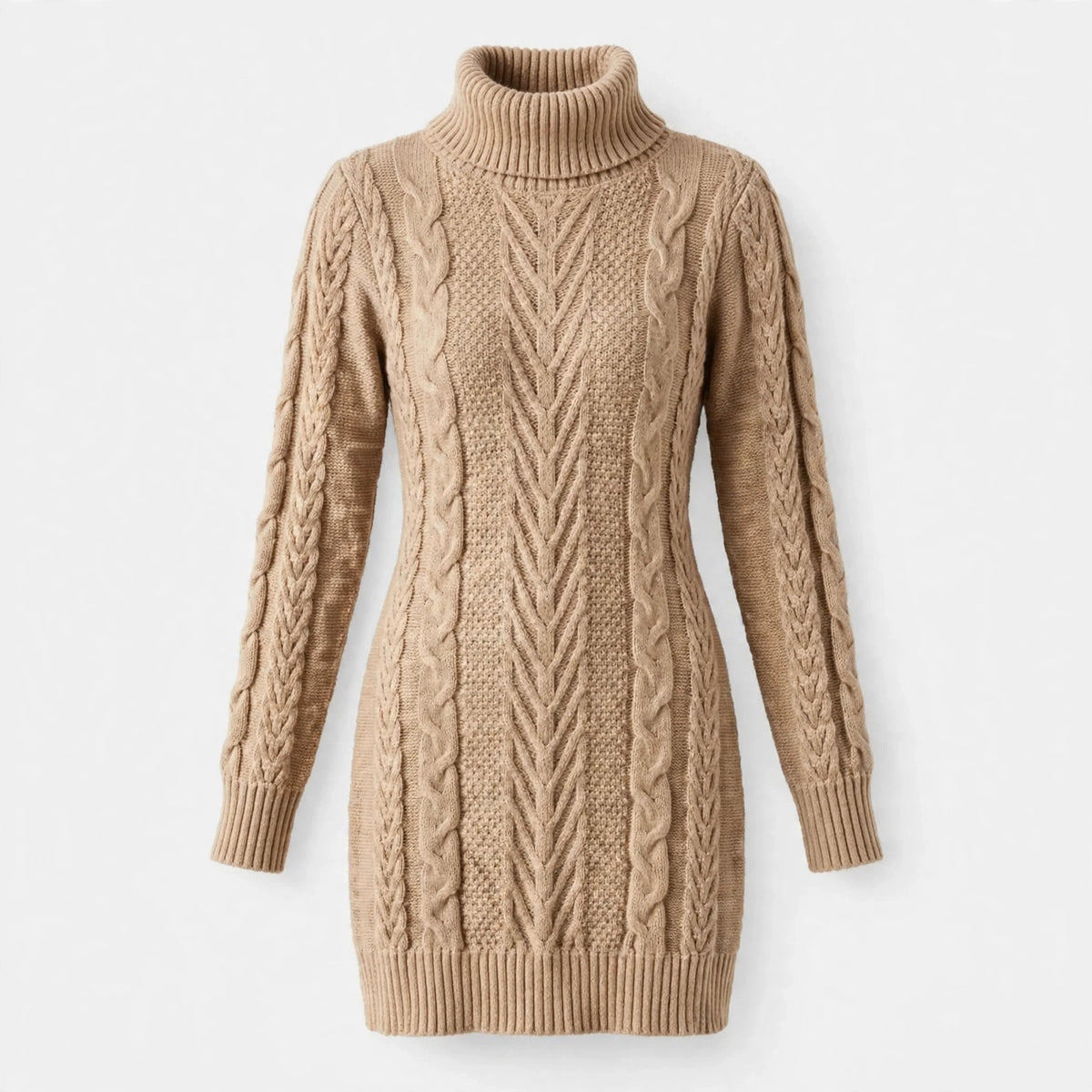 Cecily Kendrick | Cable-Knit Turtleneck Sweater Dress