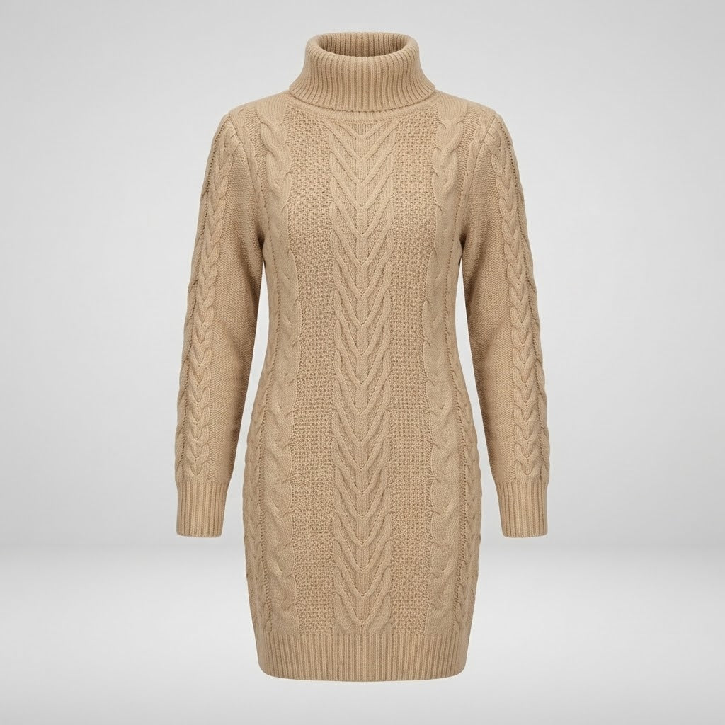 Charlotte Edwards | Cable Knit Turtleneck Sweater Dress