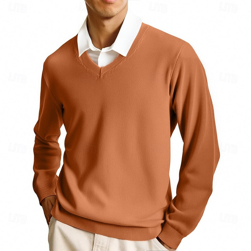 William Kensington | Classic V-Neck Ribbed Knit Sweater