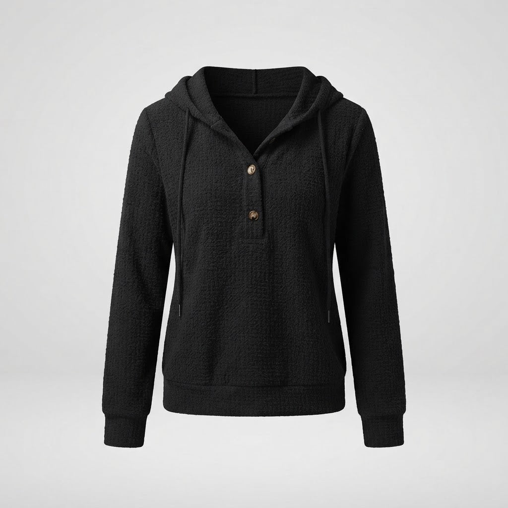 Clemency Whitmarsh | Buttoned Hooded Knit Sweatshirt