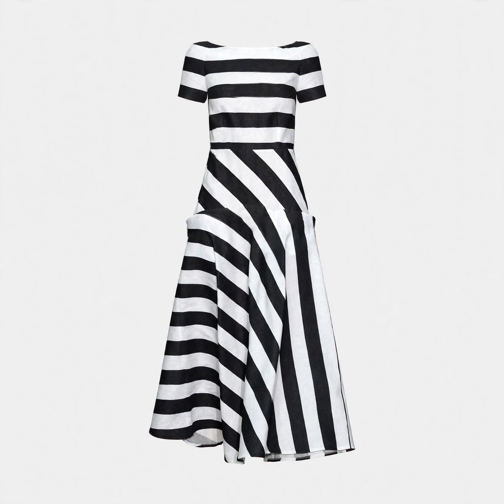 Imogen Prentice | Striped Short-Sleeve Maxi Dress