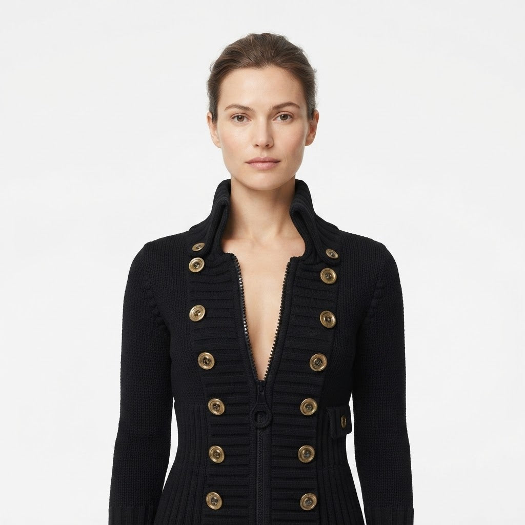Clementine Ashworth | Ribbed Knit Button-Front Cardigan