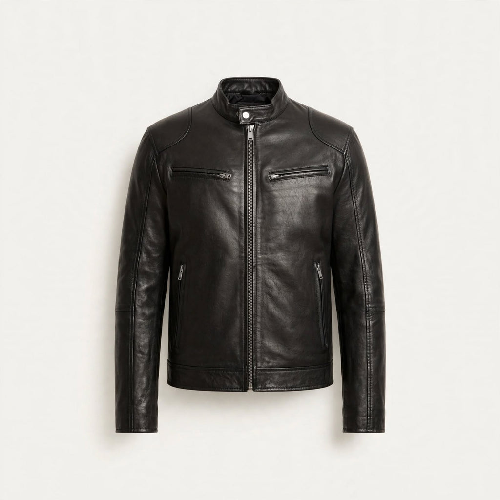Malcolm Pratt | Biker Leather Jacket With Zip-Front Detail