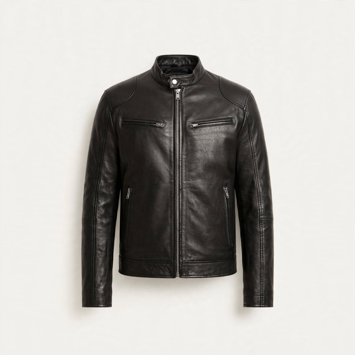 Malcolm Pratt | Biker Leather Jacket With Zip-Front Detail