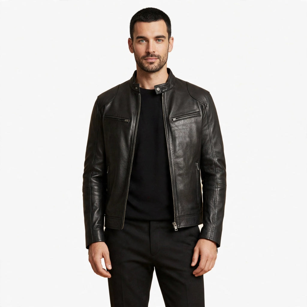 Malcolm Pratt | Biker Leather Jacket With Zip-Front Detail