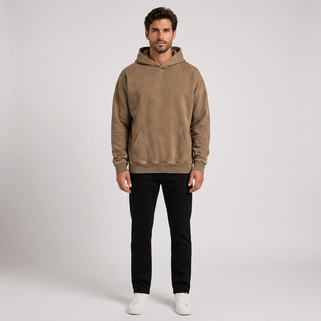 Clive Edwards | Washed Purple Cotton Hoodie - Brown