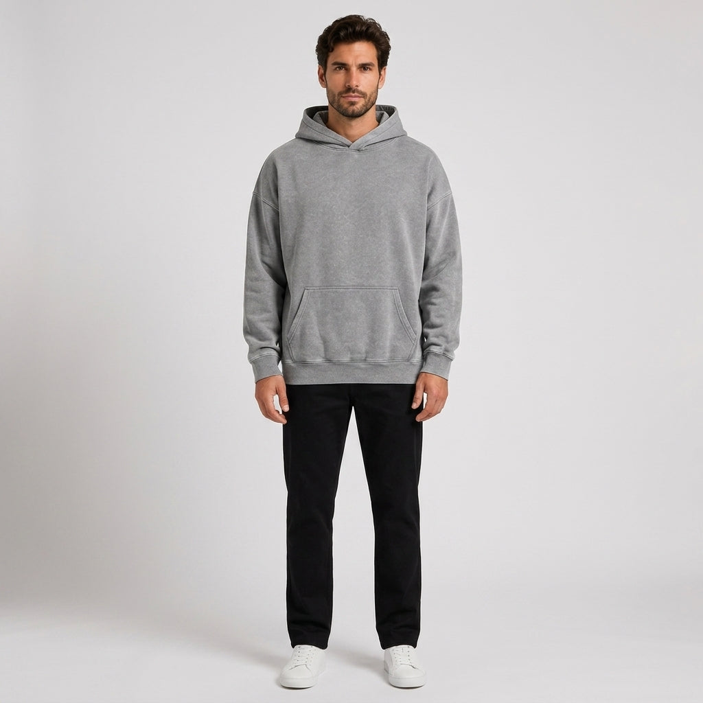 Clive Edwards | Washed Purple Cotton Hoodie - Grey