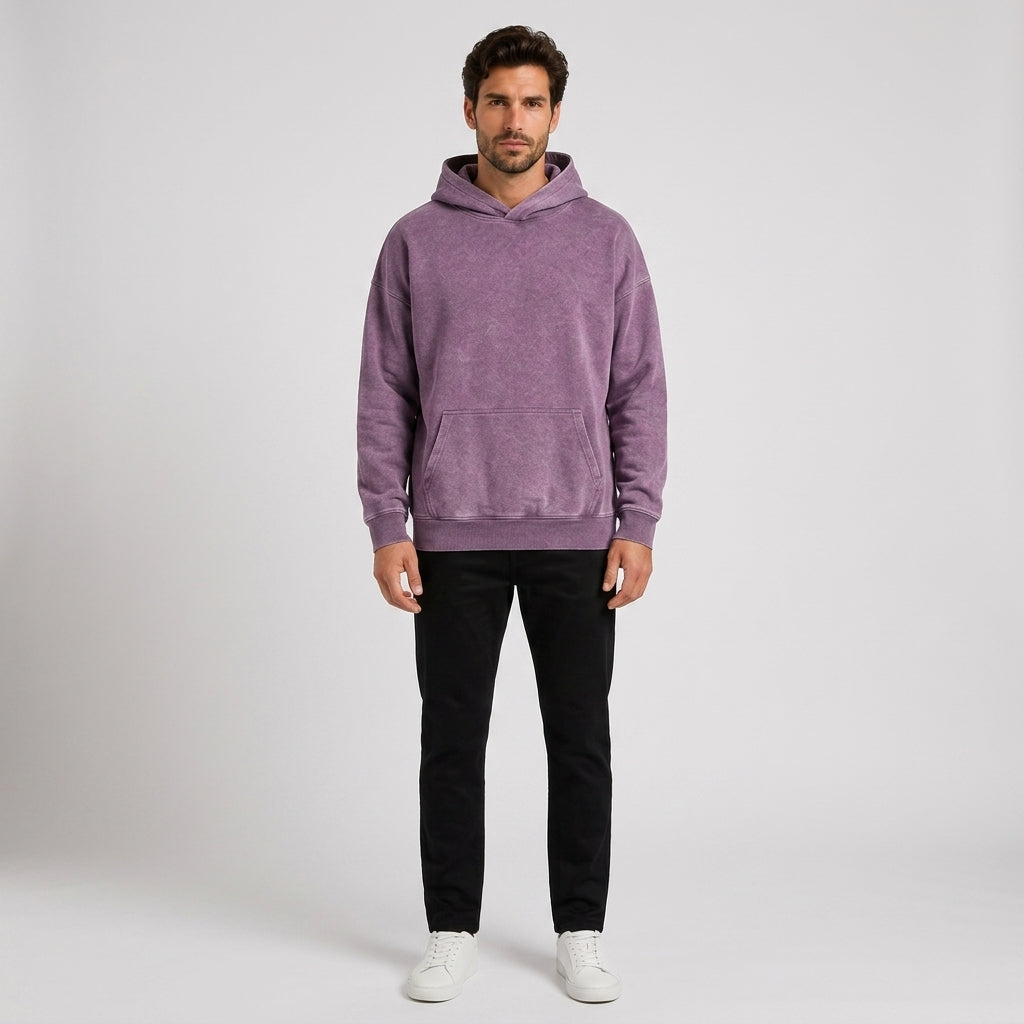 Clive Edwards | Washed Purple Cotton Hoodie - Purple