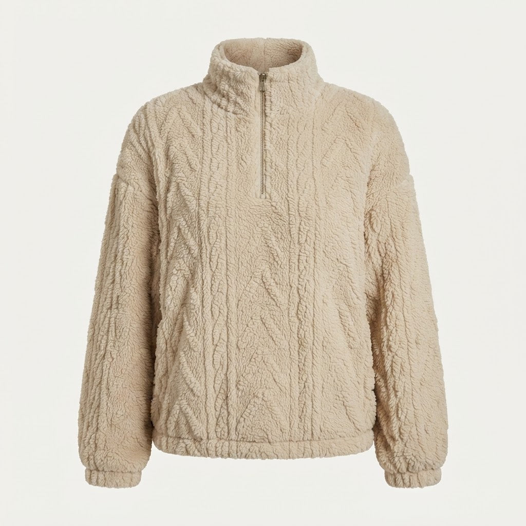 Cordelia Blackwood | Cable-Knit Fleece Half-Zip Pullover