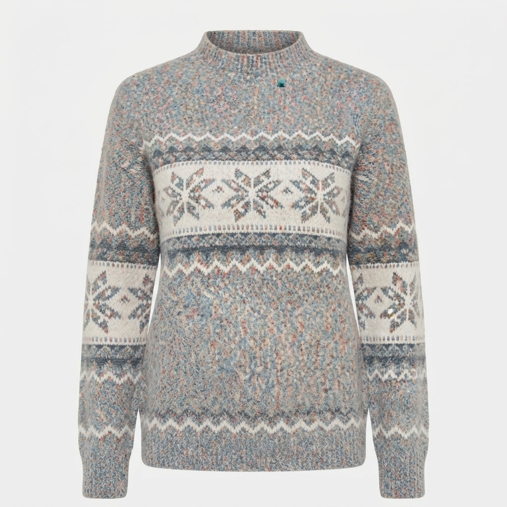 Cressida Ainsworth | Cozy Snowflake Mock-Neck Sweater