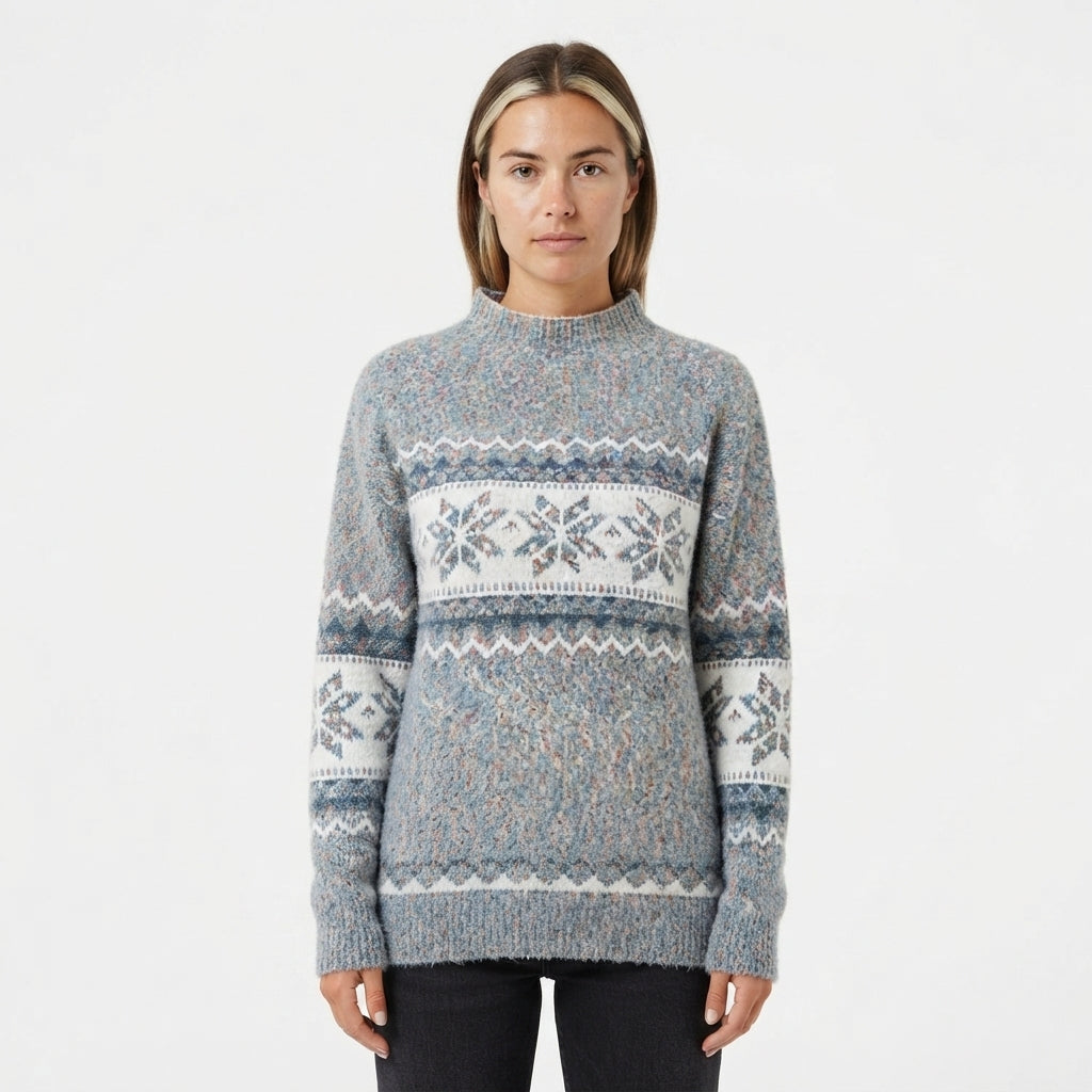 Cressida Ainsworth | Cozy Snowflake Mock-Neck Sweater