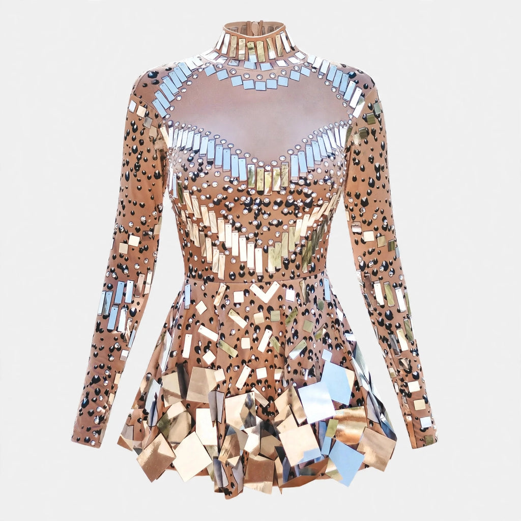 Clementine Faulkner | Long-Sleeve Bodysuit With Mirror Sequin Detail