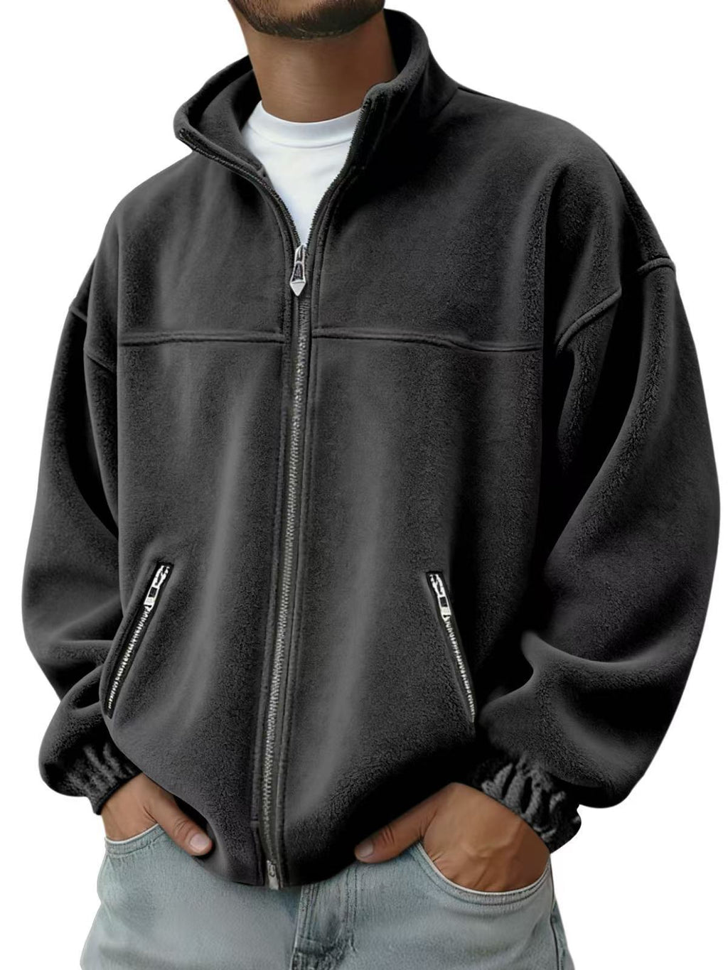 Alfie Merrick | Fleece Zip-Up Stand Collar Jacket