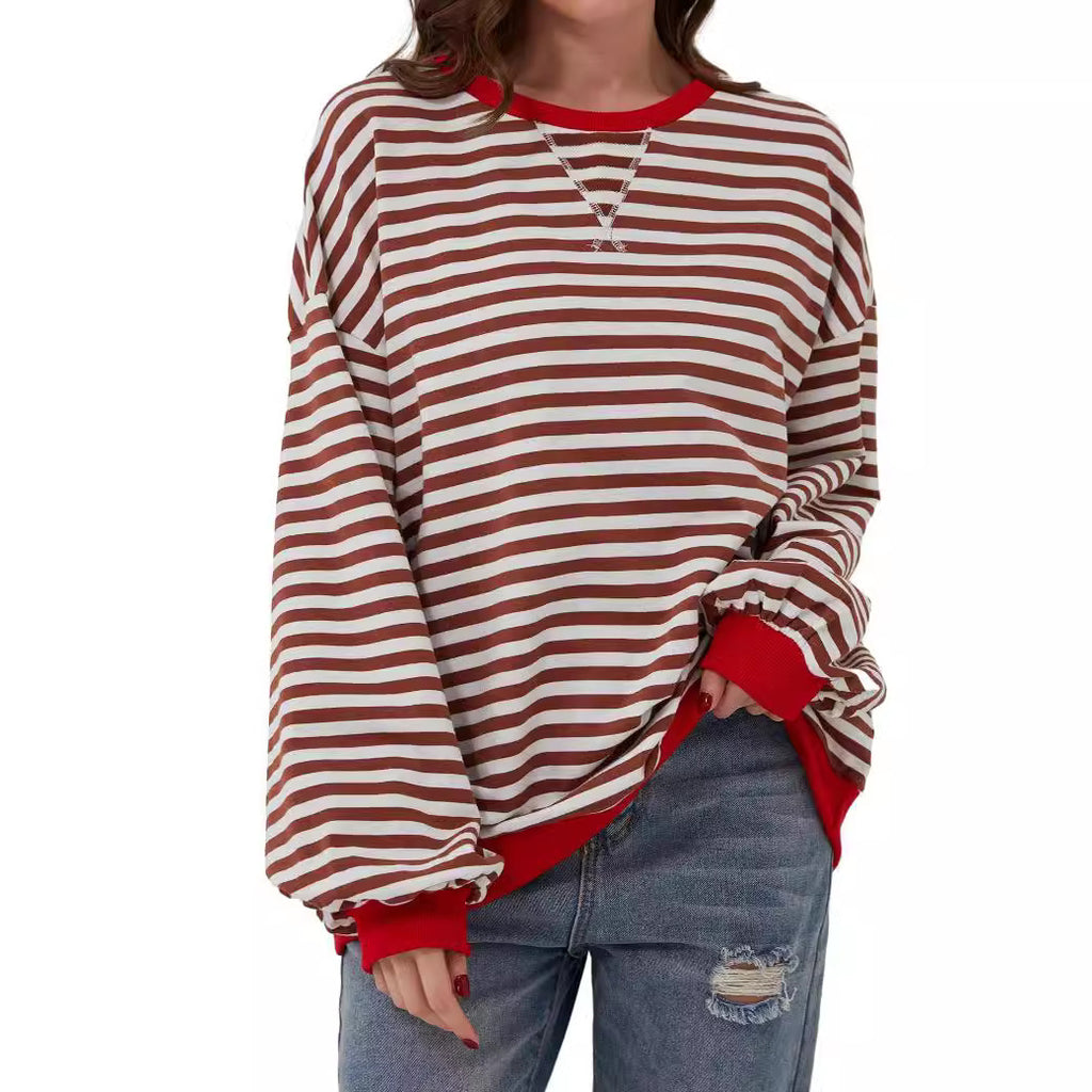 Eleanor Prescott | Striped Oversized Crew Neck Sweatshirt