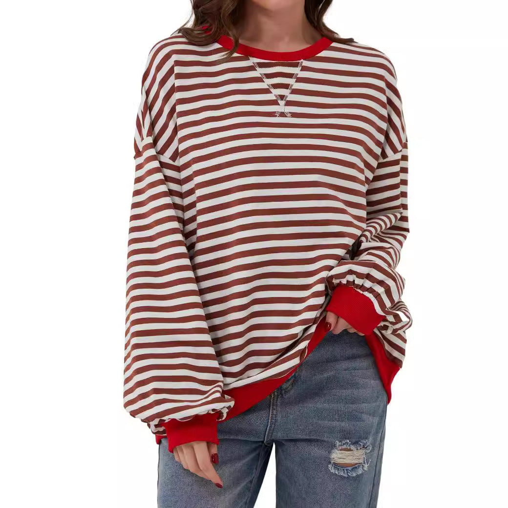 Eleanor Prescott | Striped Oversized Crew Neck Sweatshirt