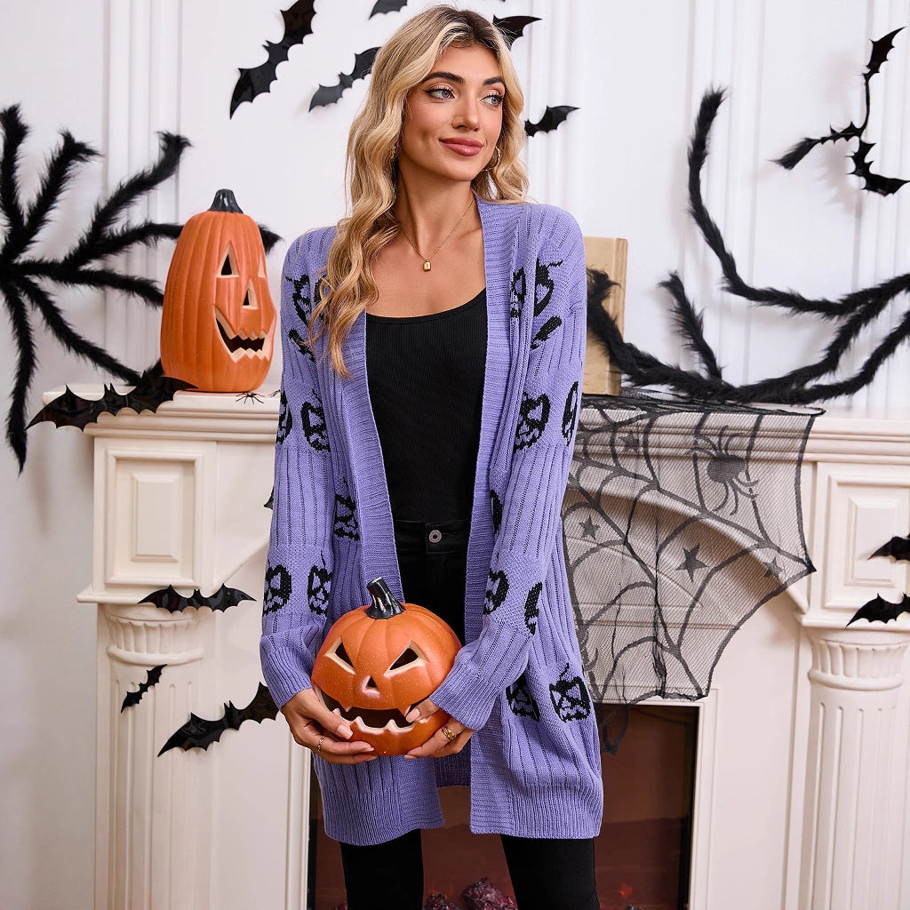 Millicent Thorne | Pumpkin Jacquard Sweater with Pockets