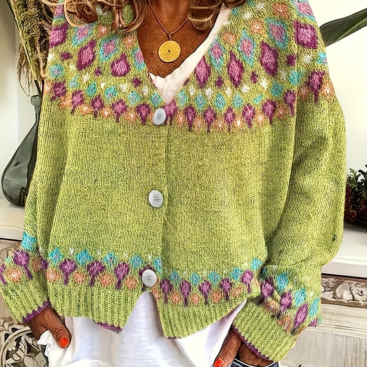 Rhiannon Williams | Nordic Patterned Knit Cardigan