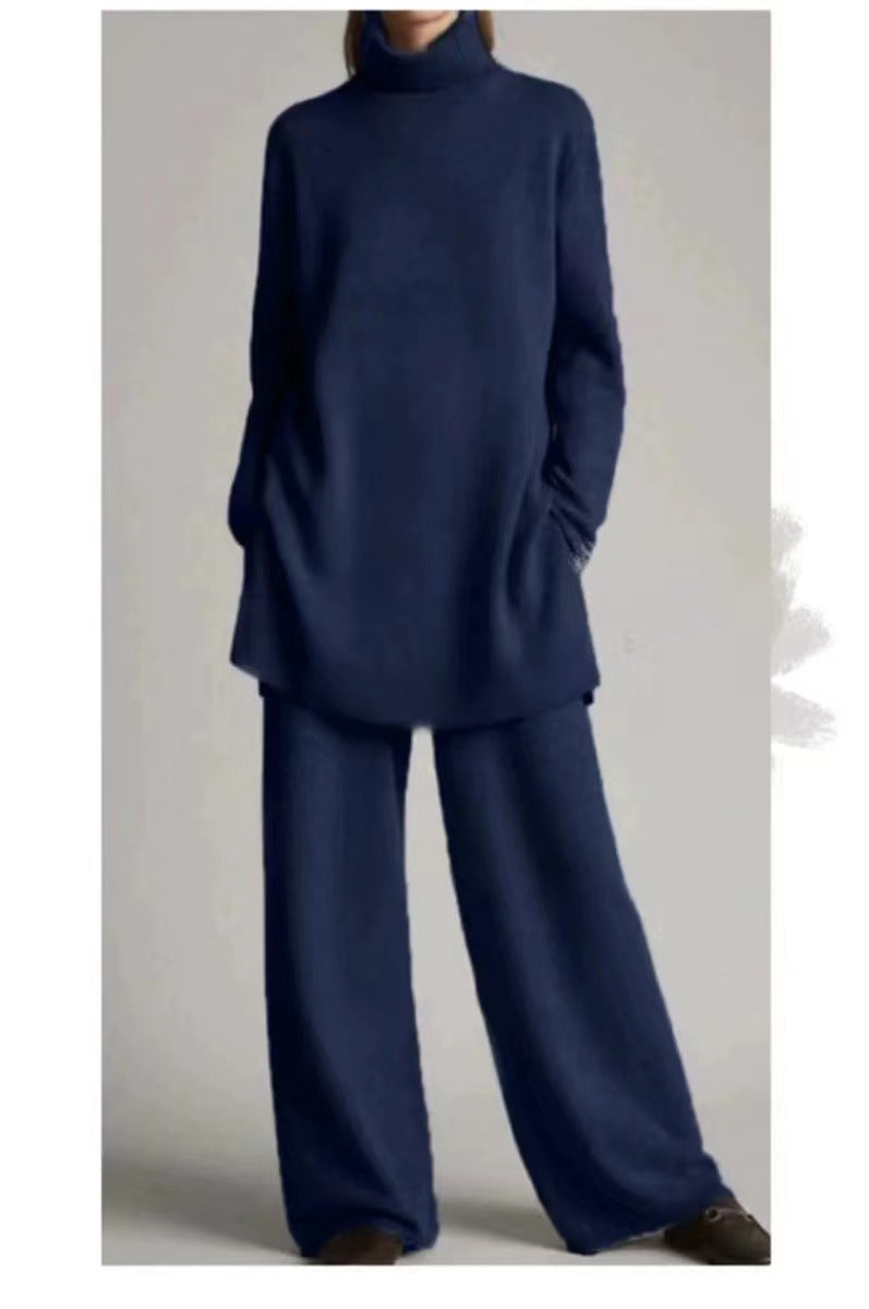 Matilda Lewis | Turtleneck Knit Sweater & Wide-Leg Trousers Set