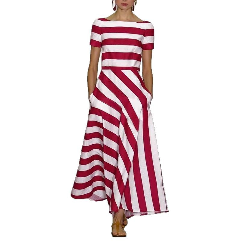 Imogen Prentice | Striped Short-Sleeve Maxi Dress