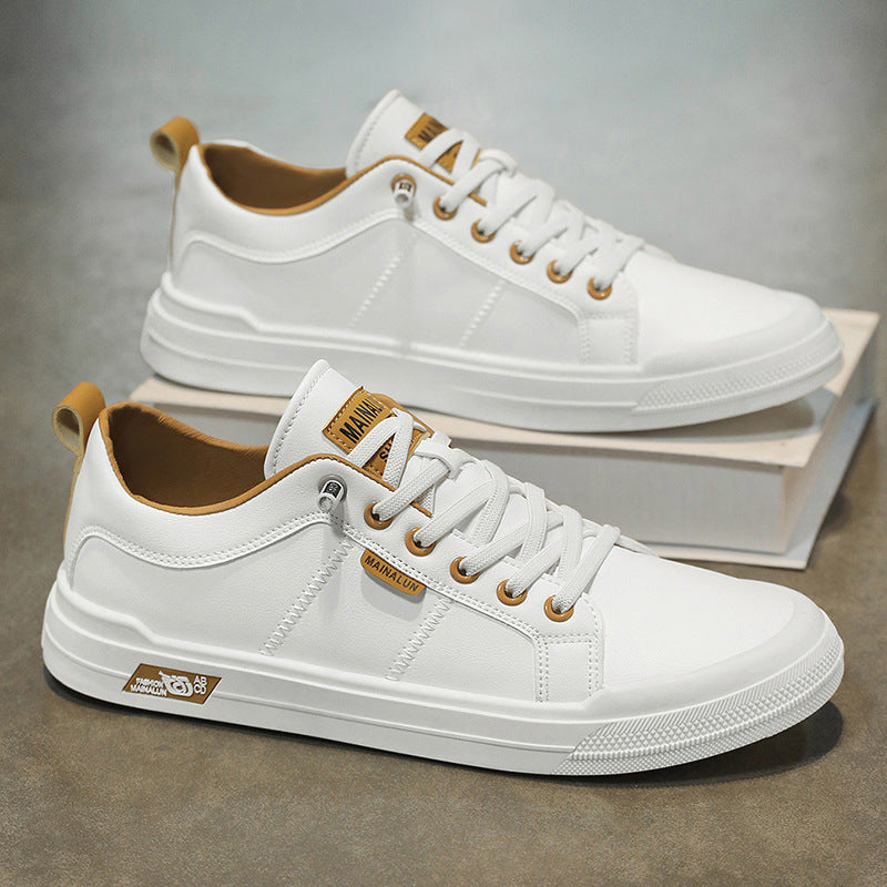 Nigel Prentice | White Leather Low-Top Sneakers For Men