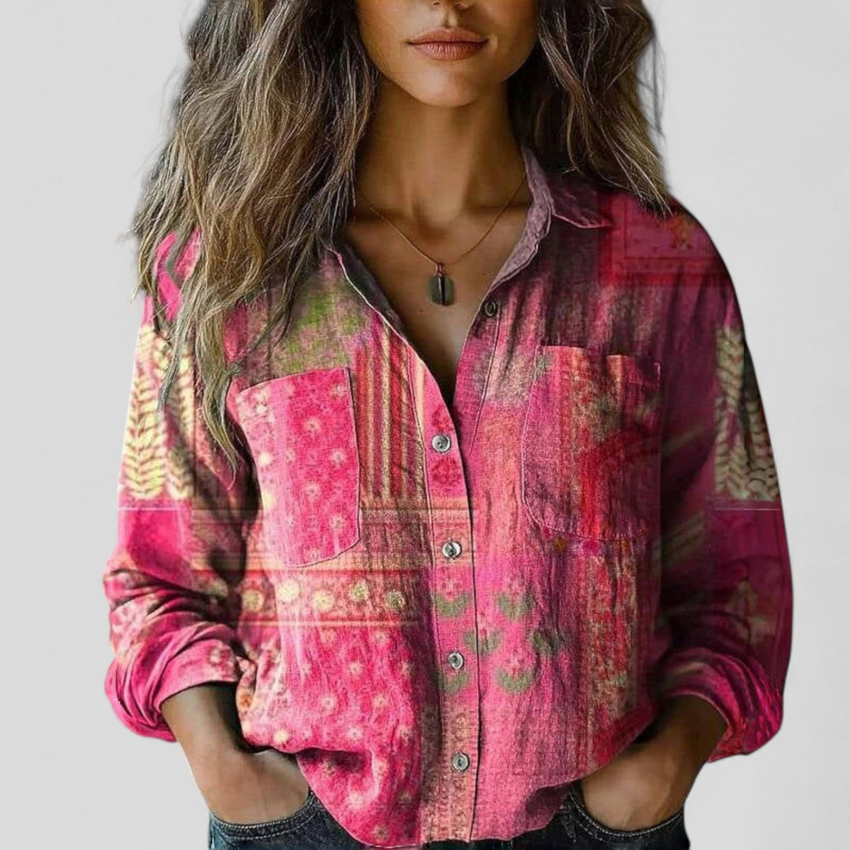 Constance Marlowe | Colour-Block Floral Patchwork Blouse