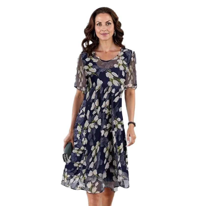 Nora Whitmore | Floral Mesh Midi Dress With Sheer Sleeves