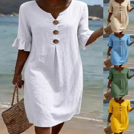 Amelia Whitmore | Casual Button Midi Dress For Women