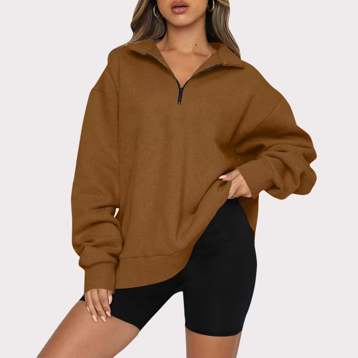 Eliza Sutcliffe | Blue Oversized Zip Collar Sweatshirt