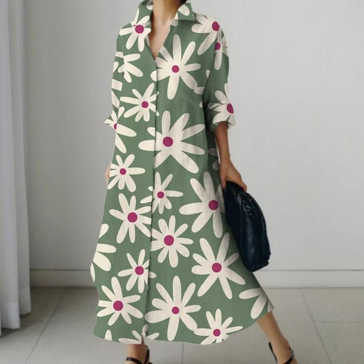 Millicent Sheridan | Floral Print Midi Shirt Dress