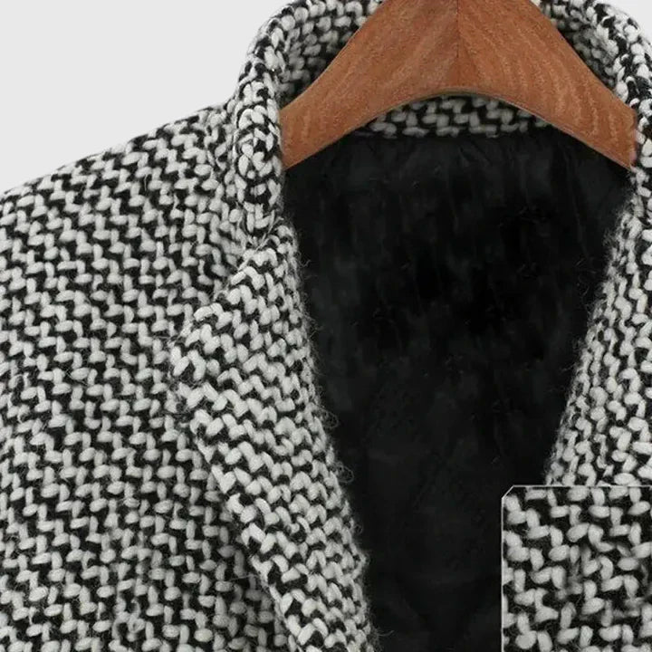 Women's Long Houndstooth Winter Coat