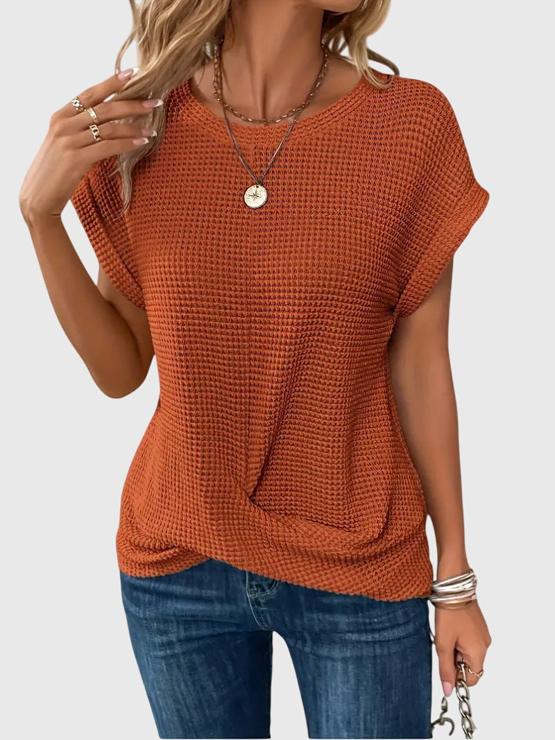 Imogen Sinclair | Waffle-Knit Blouse with Twist Front