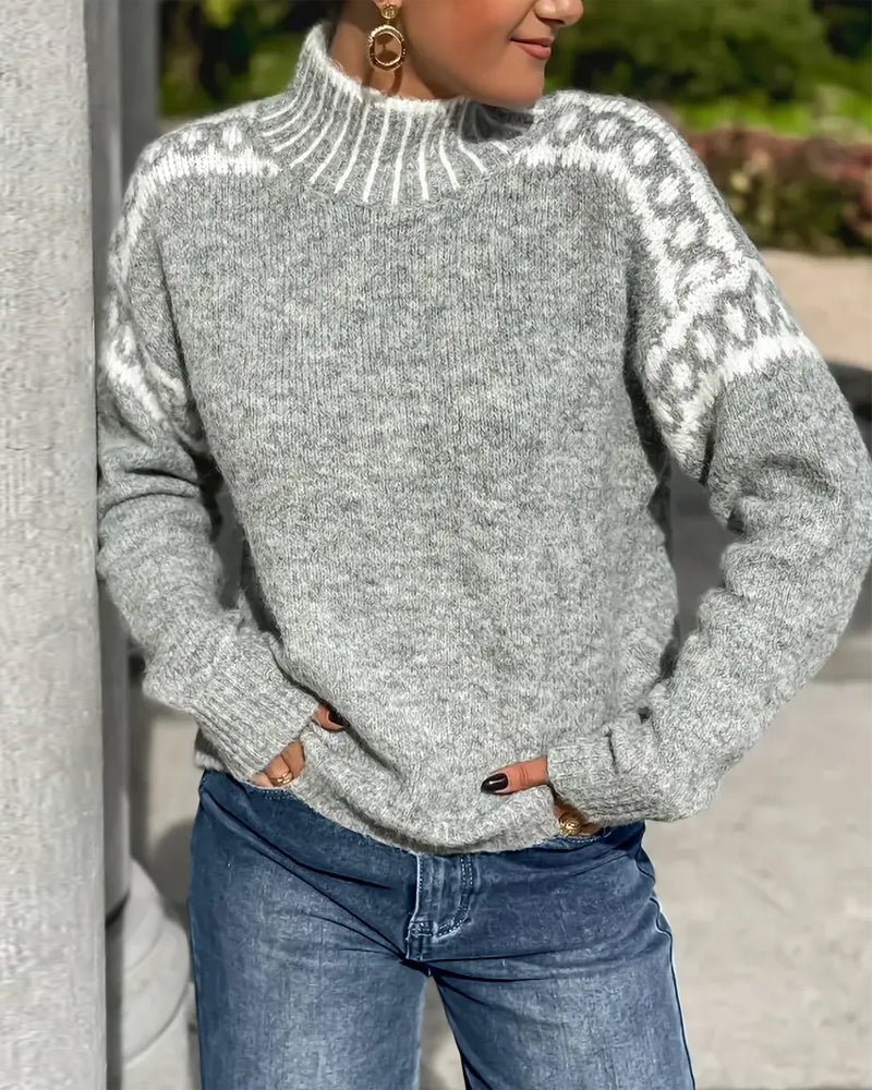Poppy Ashcroft | Cozy Patterned Turtleneck Sweater
