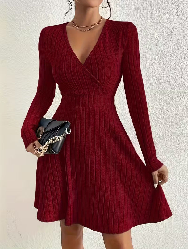 Millicent Fairweather | Ribbed Wrap Mini Dress in Grey
