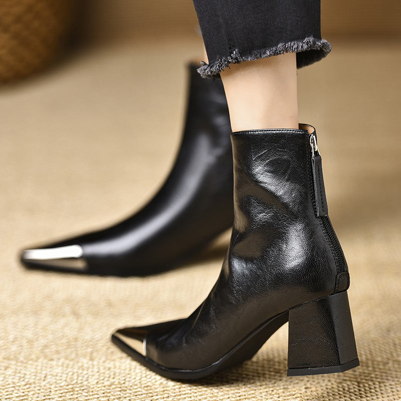 Rosalind Hartwell | Pointed-Toe Leather Ankle Boots