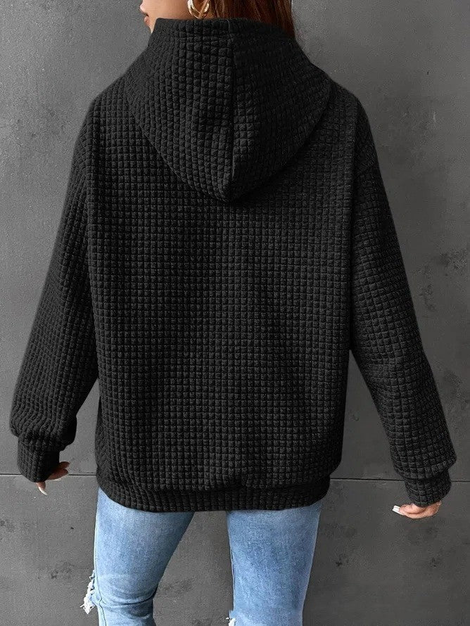 Lydia Cross | Waffle Knit Hoodie With Drawstring Detail