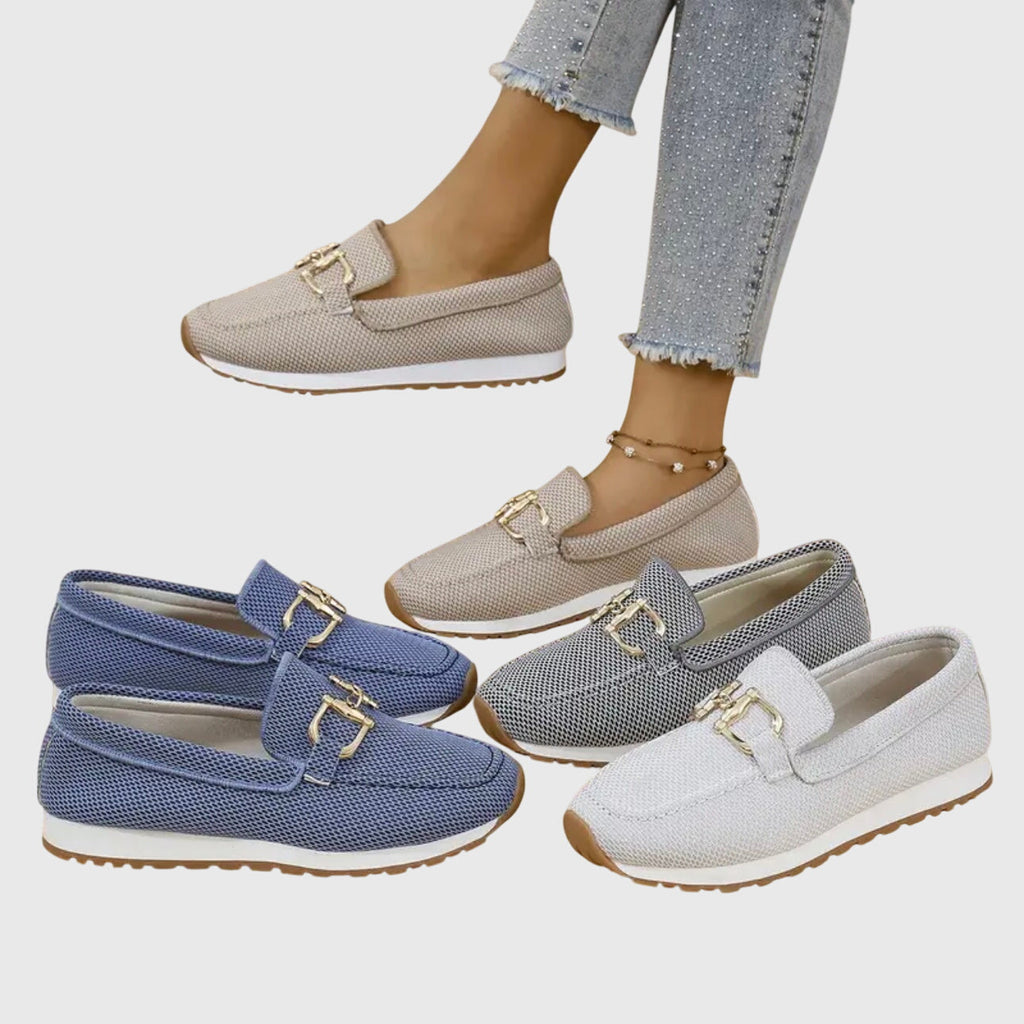 Poppy Merrick | Knit Horsebit Loafers with Gold Hardware