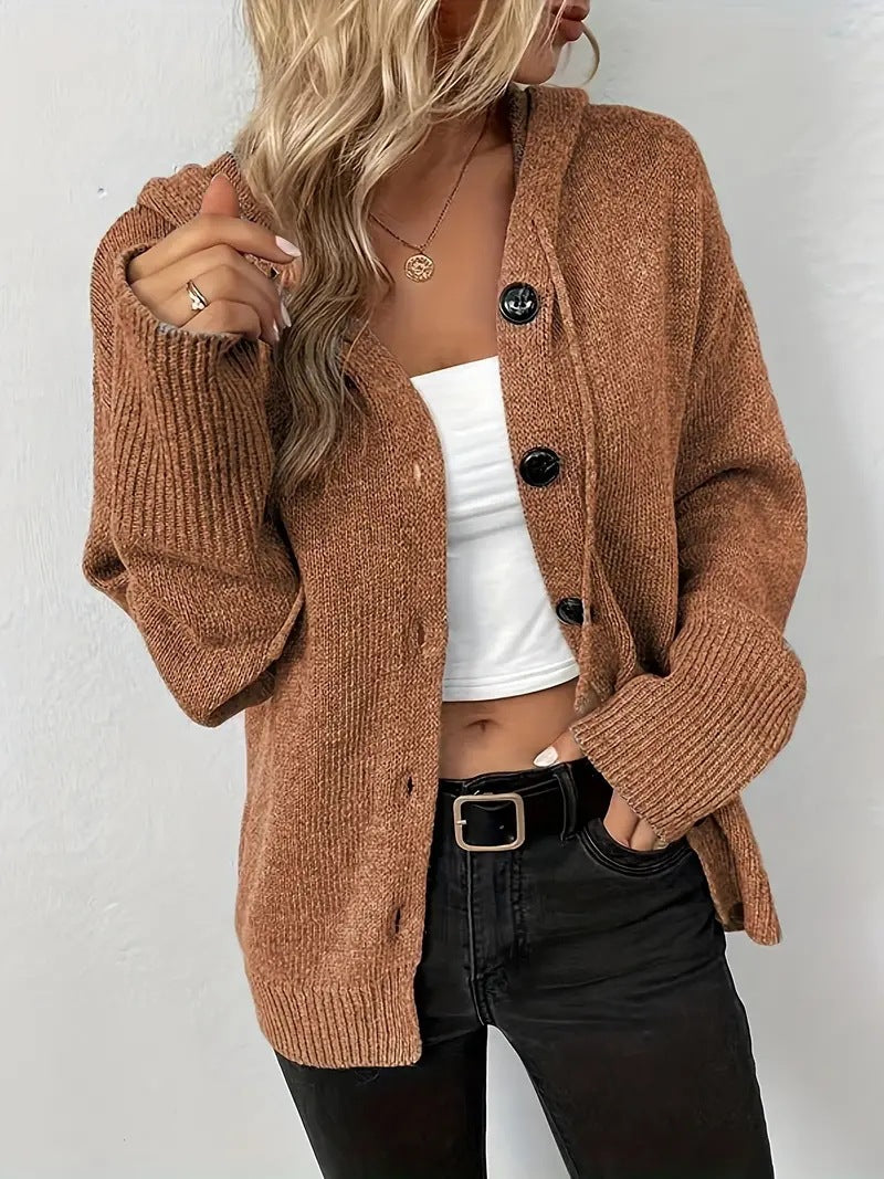 Rowena Ashfield | Hooded Single-Breasted Knit Cardigan