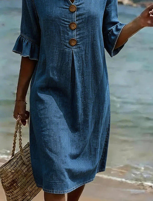 Amelia Whitmore | Casual Button Midi Dress For Women