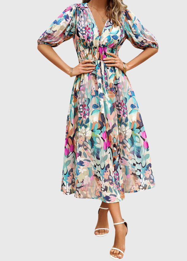 Bianca Moreau | Floral Summer Dress with Smocked Waist